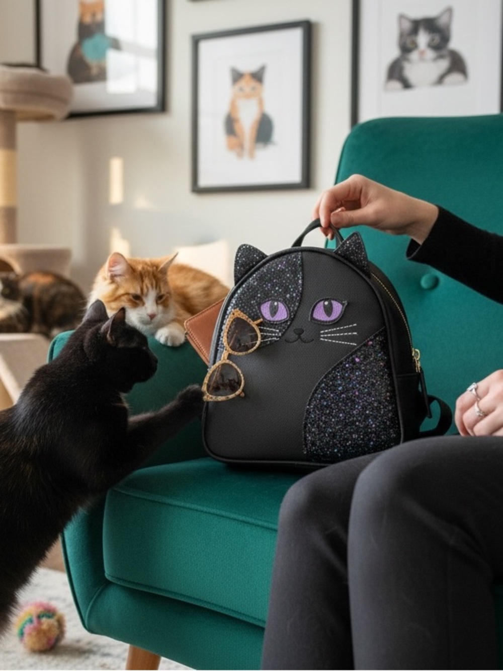 Bath and Bodyworks glitter cat mini backpack